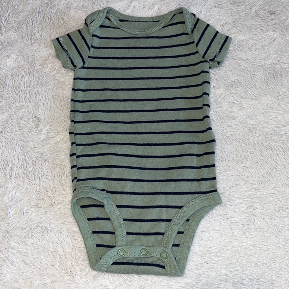 (3 for $10) carters green 6 month short sleeve striped bodysuit